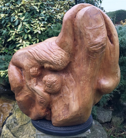 Transition wood carving (mother and toddler sidel)